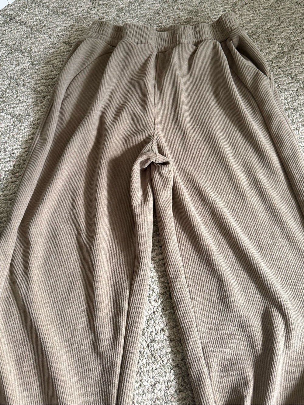 HALARA Beige Corduroy Elastic Waist Pants